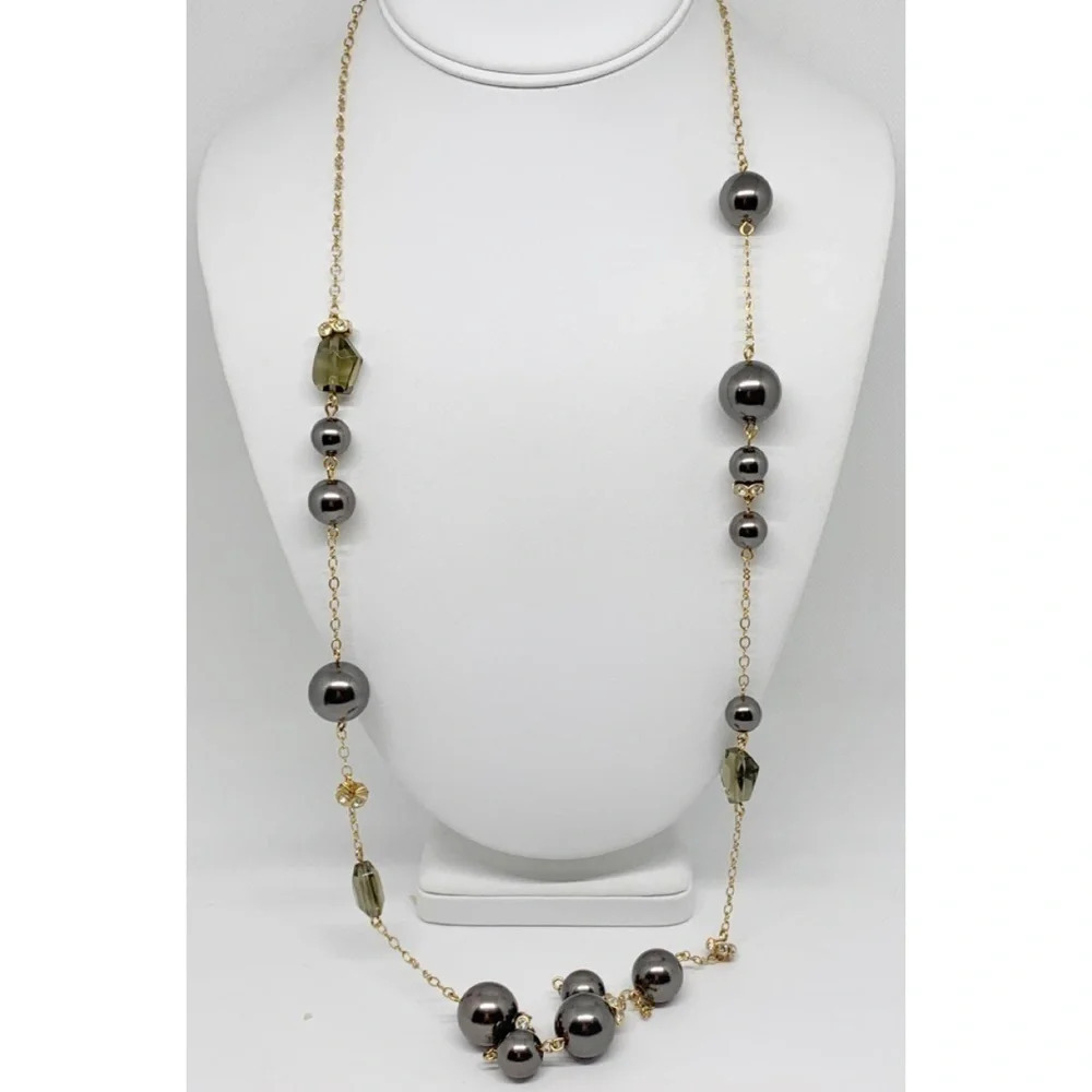 J. Crew Gray Pearls Crystals Rhinestones Necklace